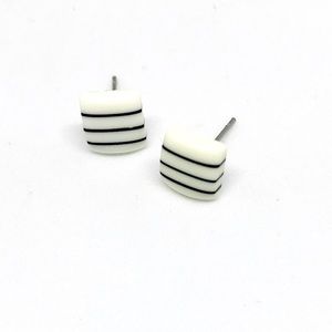 Black And White Minimalist Repurposed Stud Earrings